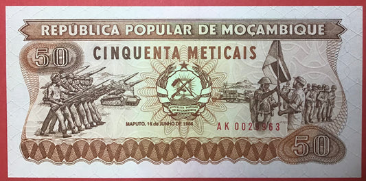 Mozambique - 50 Meticais 16.6.1986 P#129b Kvalitet 0