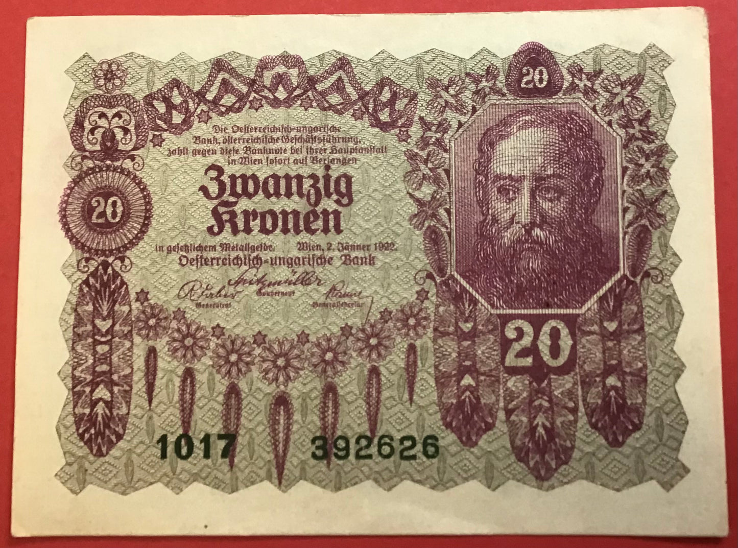 Austria - 20 Kronen 2.1.1922 P#76 Kvalitet 1+/01