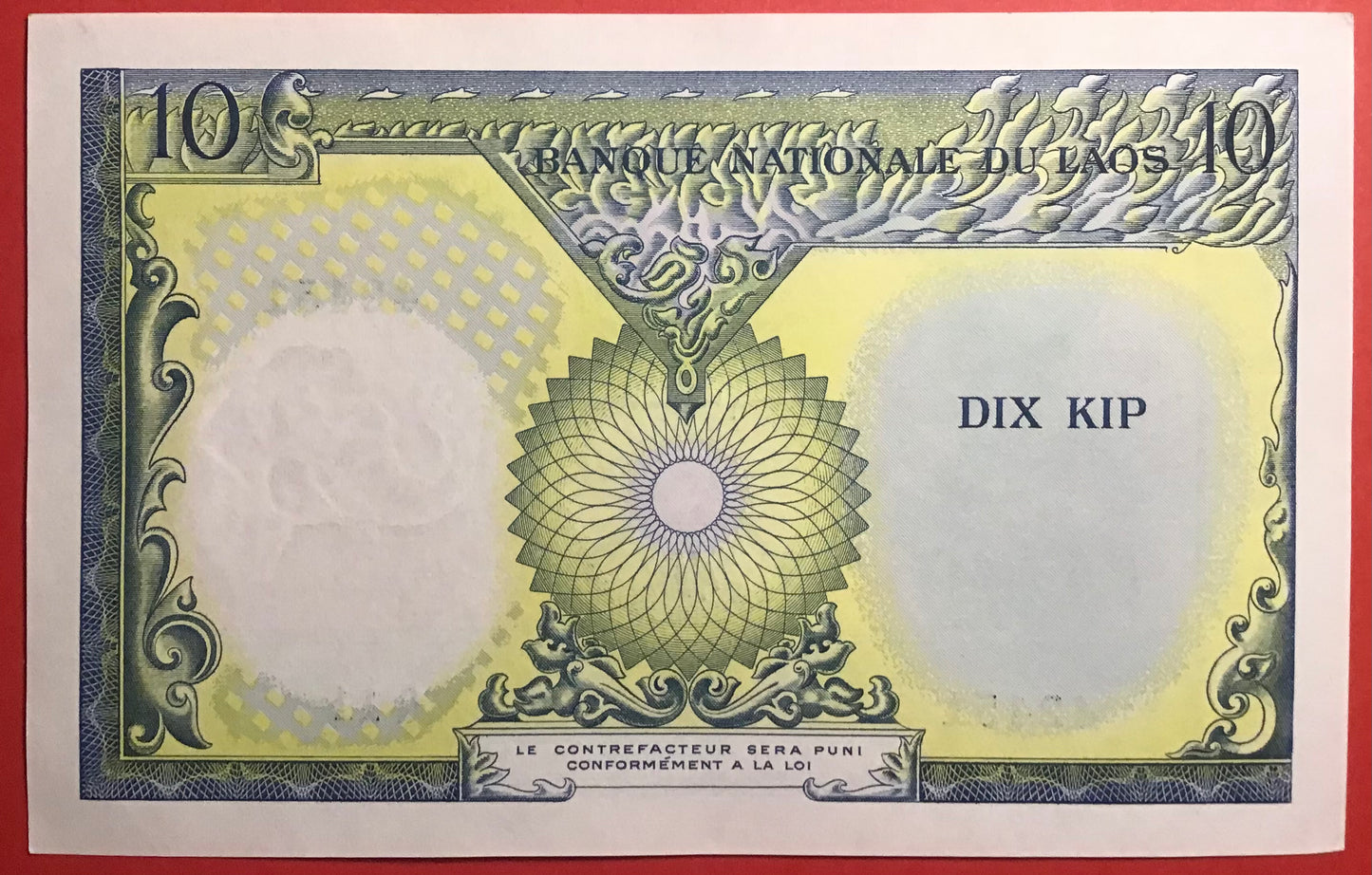 Lao - 10 Kip (1962) P#10b Kvalitet 01/0