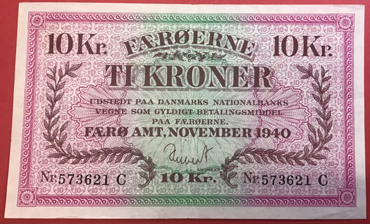 Færøerne - 10 Kroner 1940 (573621C) Sieg#17 Kvalitet 1+/01