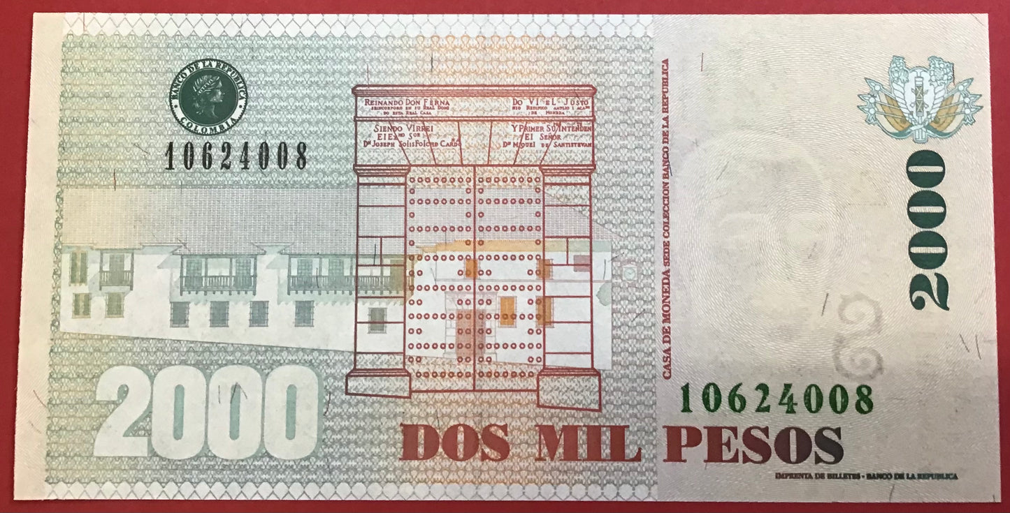 Colombia - 2000 Pesos 30.7.2014 P#457y Kvalitet 0