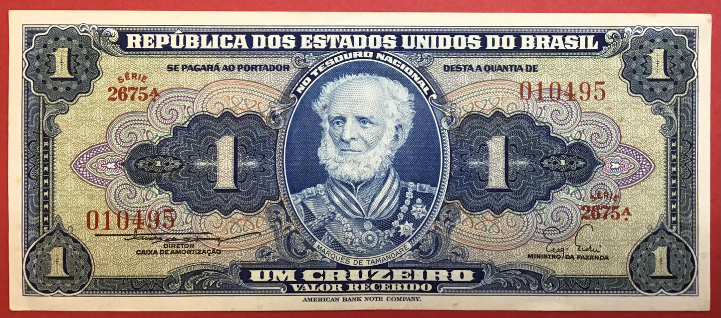 Brazil - 1 Cruzeiro (1954-58) P#150b Kvalitet 0