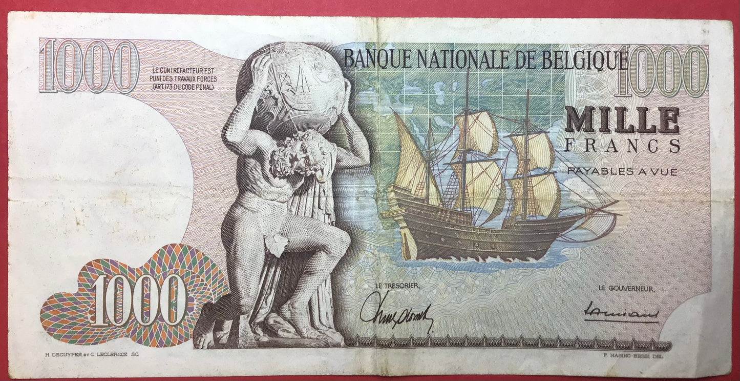 Belgium - 1000 Francs 18.1.1966 P#136a Kvalitet 1/1+