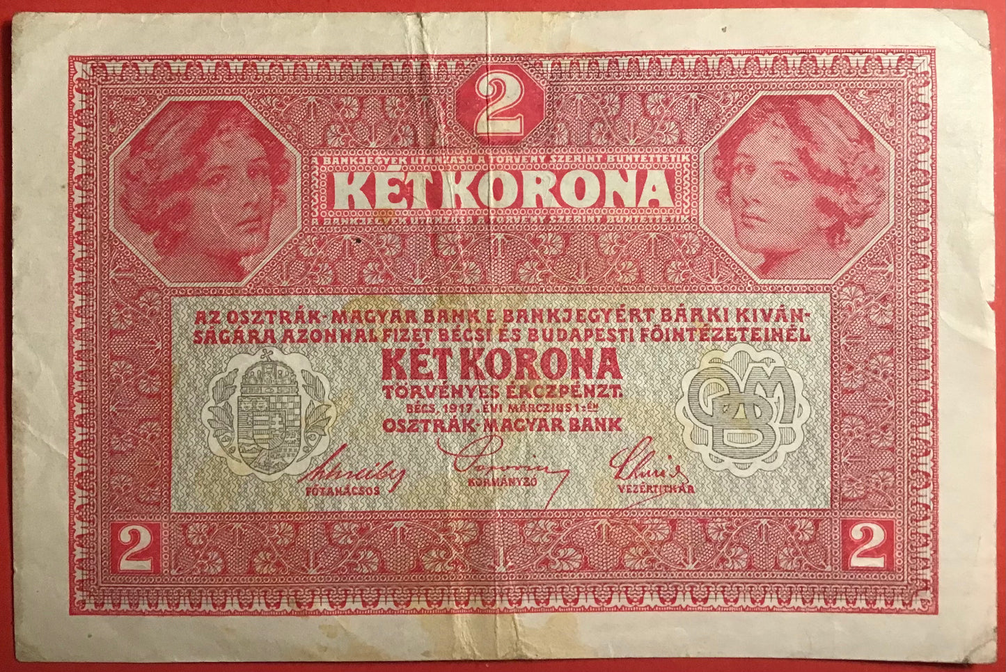 Austria - 2 Kronen (1919 - Old date 1.3.1917) P#50 Kvalitet 1+