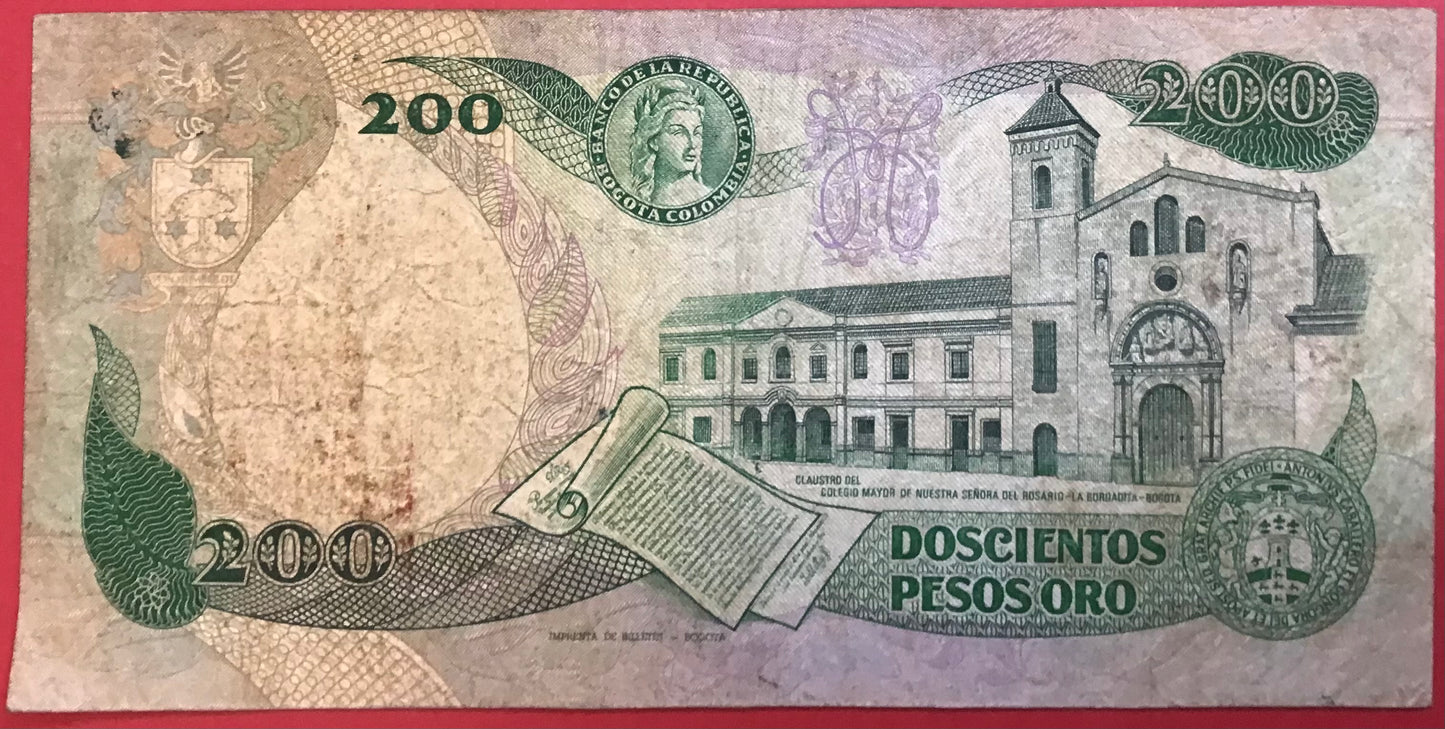 Colombia - 200 Pesos Oro 1.11.1984 P#429b Kvalitet 1-/1