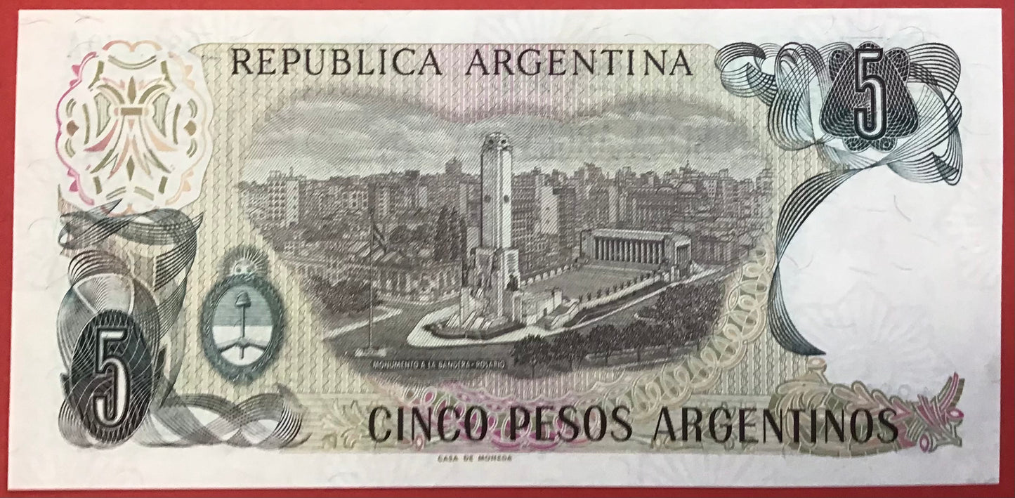 Argentina - 5 Pesos Argentinos (1983-84) P#312a Kvalitet 0