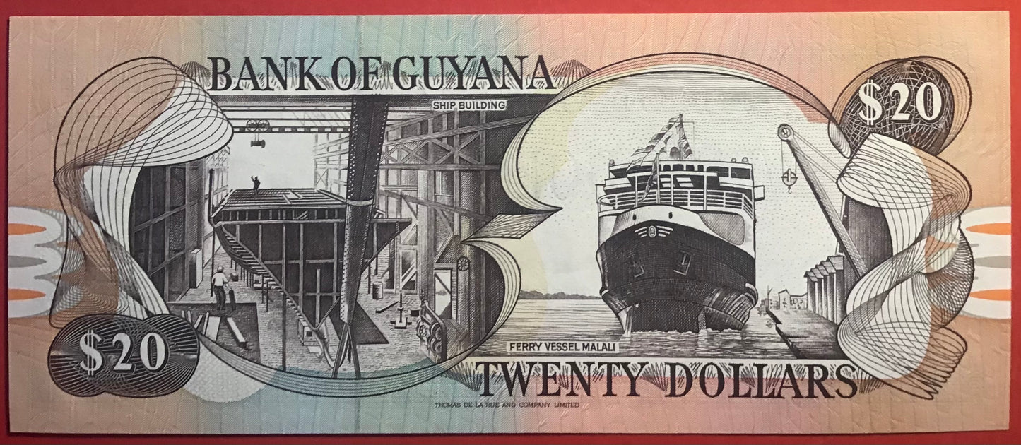 Guyana - 20 Dollars (1989) P#24d Kvalitet 0