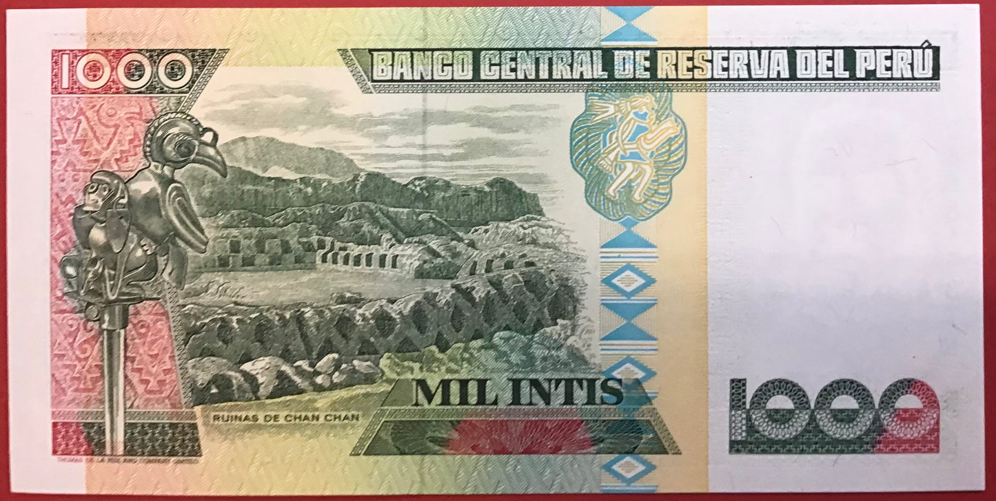 Peru - 1000 Intis 28.6.1988 P#136b Kvalitet 0