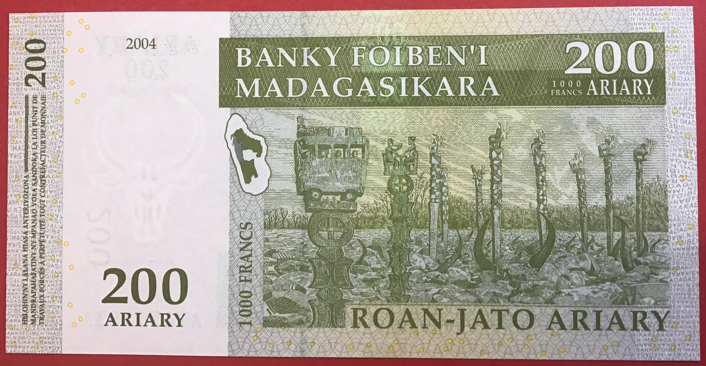 Madagascar - 200 Ariary 2004 P#87a Kvalitet 0