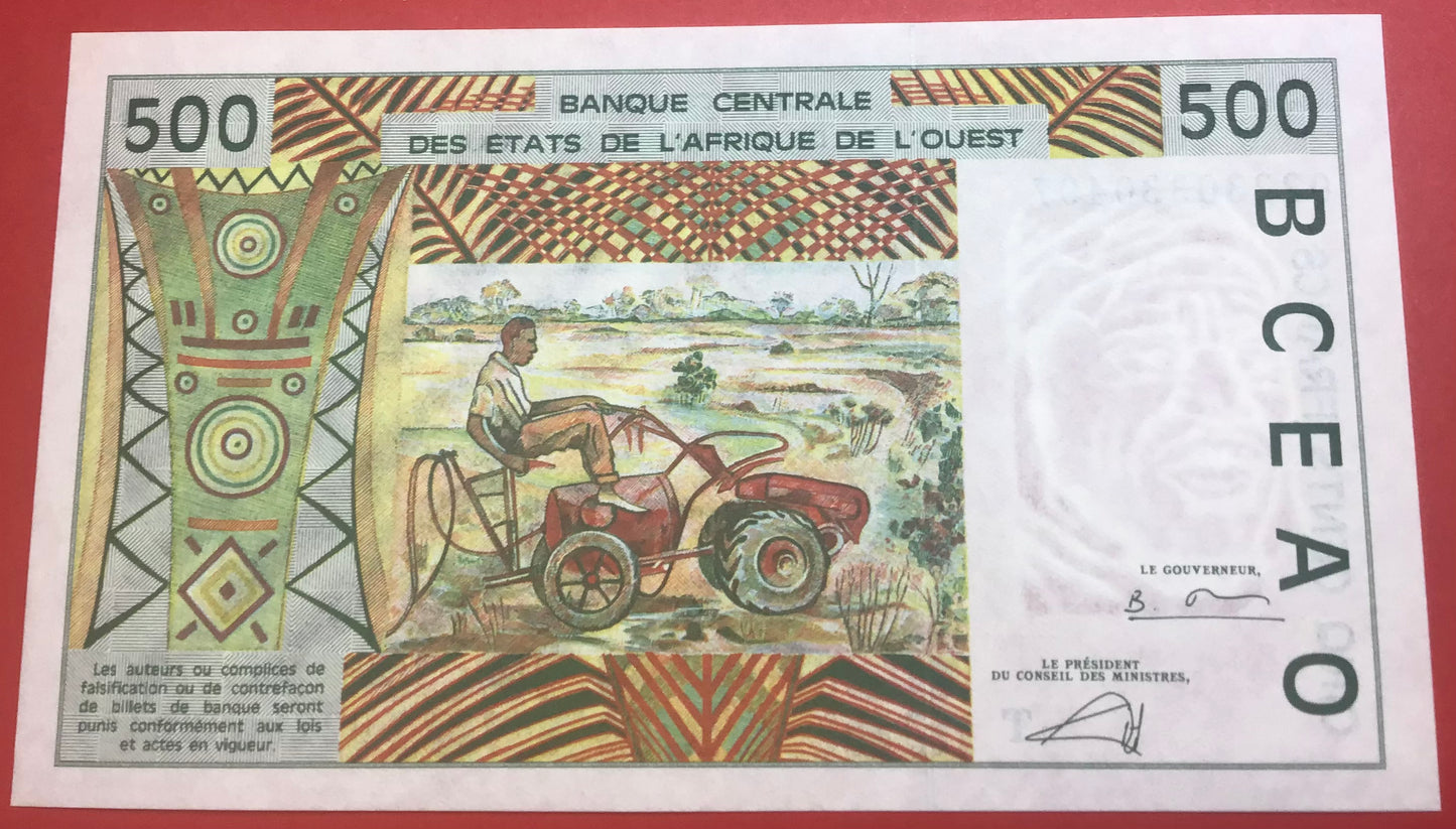 West African States/Togo - 500 Francs 2002 P#810Tm Kvalitet 0