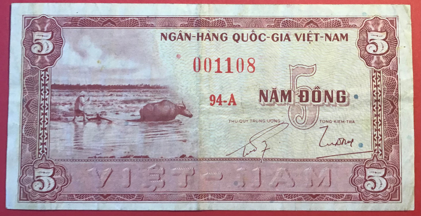South Vietnam - 5 Dông (1955) P#13a Kvaliet 1+