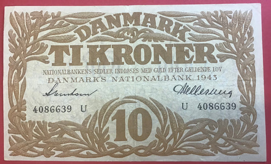 Danmark - 10 Kroner 1943 (U 4086639) Sieg#105 Kvalitet 1+