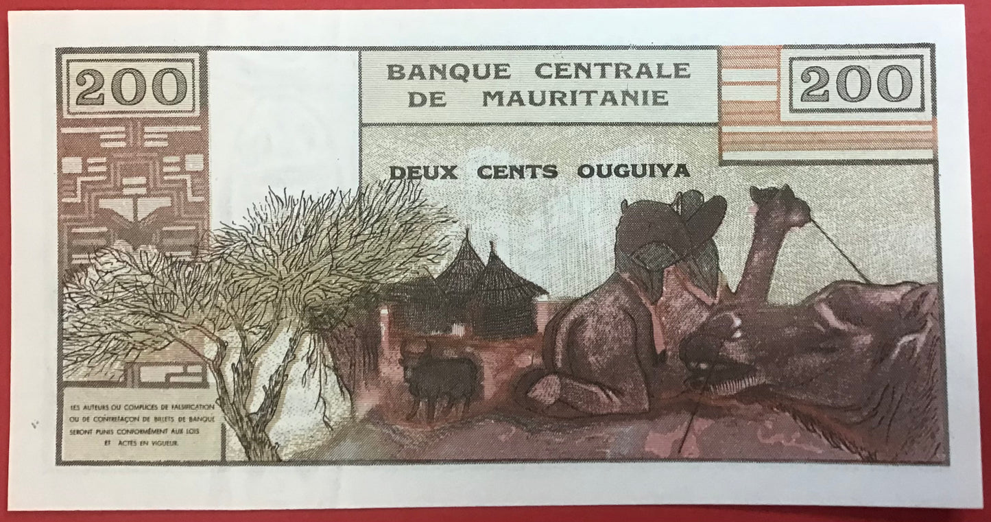 Mauritania - 200 Ouguiya 20.6.1973 P#2a Kvalitet 01/0
