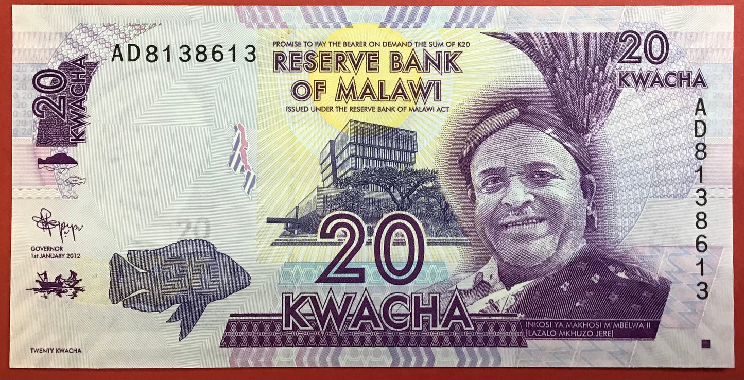 Malawi - 20 Kwacha 1.1.2012 P#57a Kvalitet 0