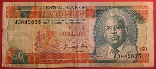 Barbados - 50 Dollars (1989) P#40a Kvalitet 1/1+
