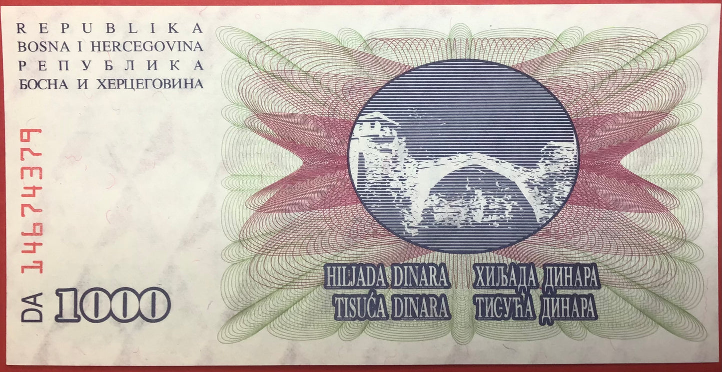 Bosnia-Herzegovina - 1000 Dinara 1.7.1992 P#15a Kvalitet 0