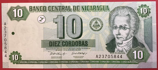 Nicaragua - 10 Córdobas 2002 P#191 Kvalitet 0