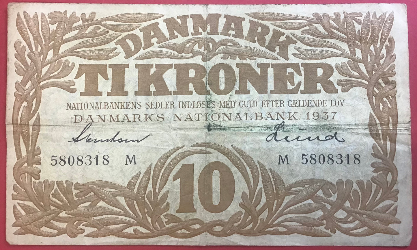 Danmark - 10 Kroner 1937 (M 5808318)Sieg#105 Kvalitet 1