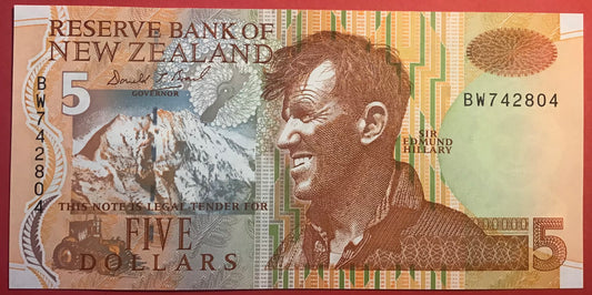 New Zealand - 5 Dollars (1992-97) P#177a Kvalitet 0
