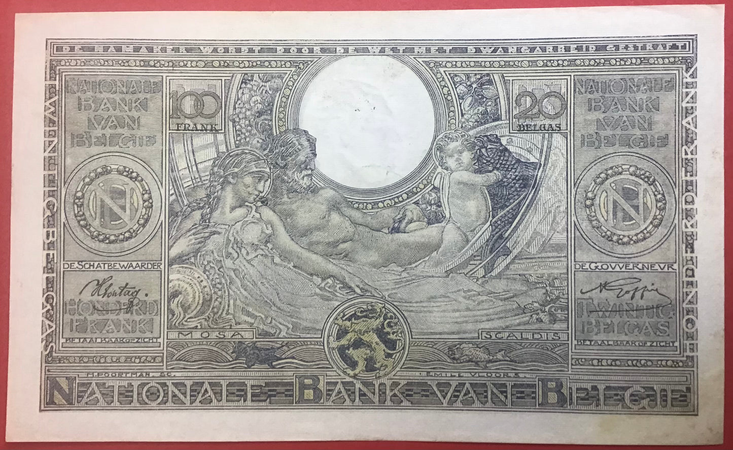 Belgium - 100 Francs/20 Bellas 16.9.1942 P#112 Kvalitet 1+