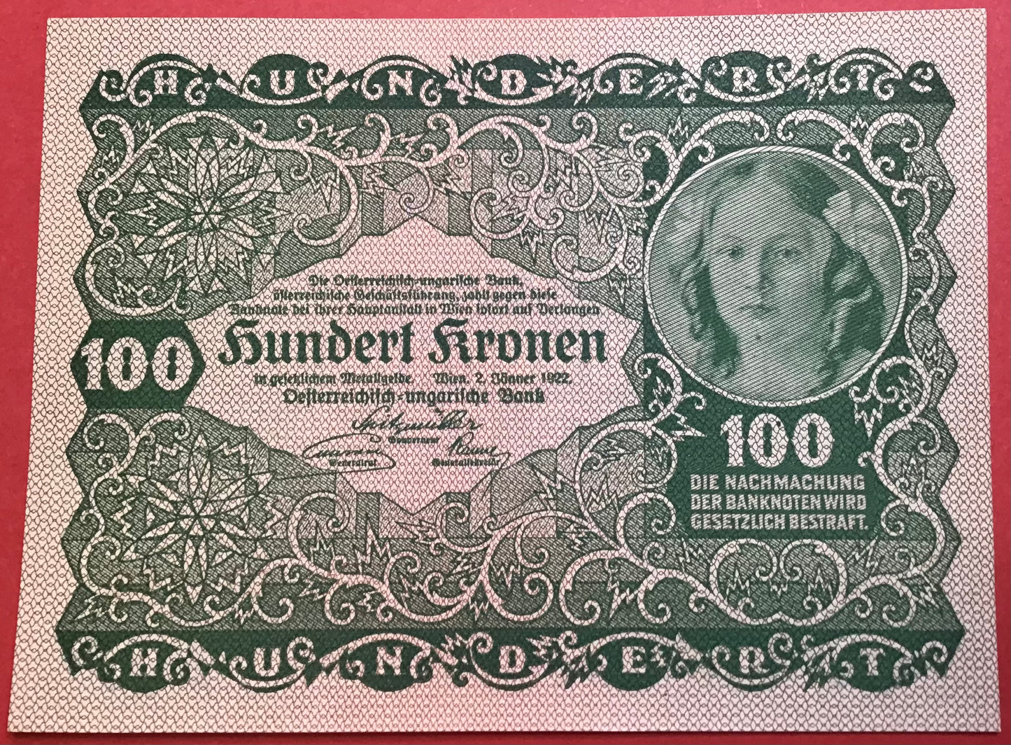 Austria - 100 Kronen 2.1.1922 P#77 Kvalitet 0