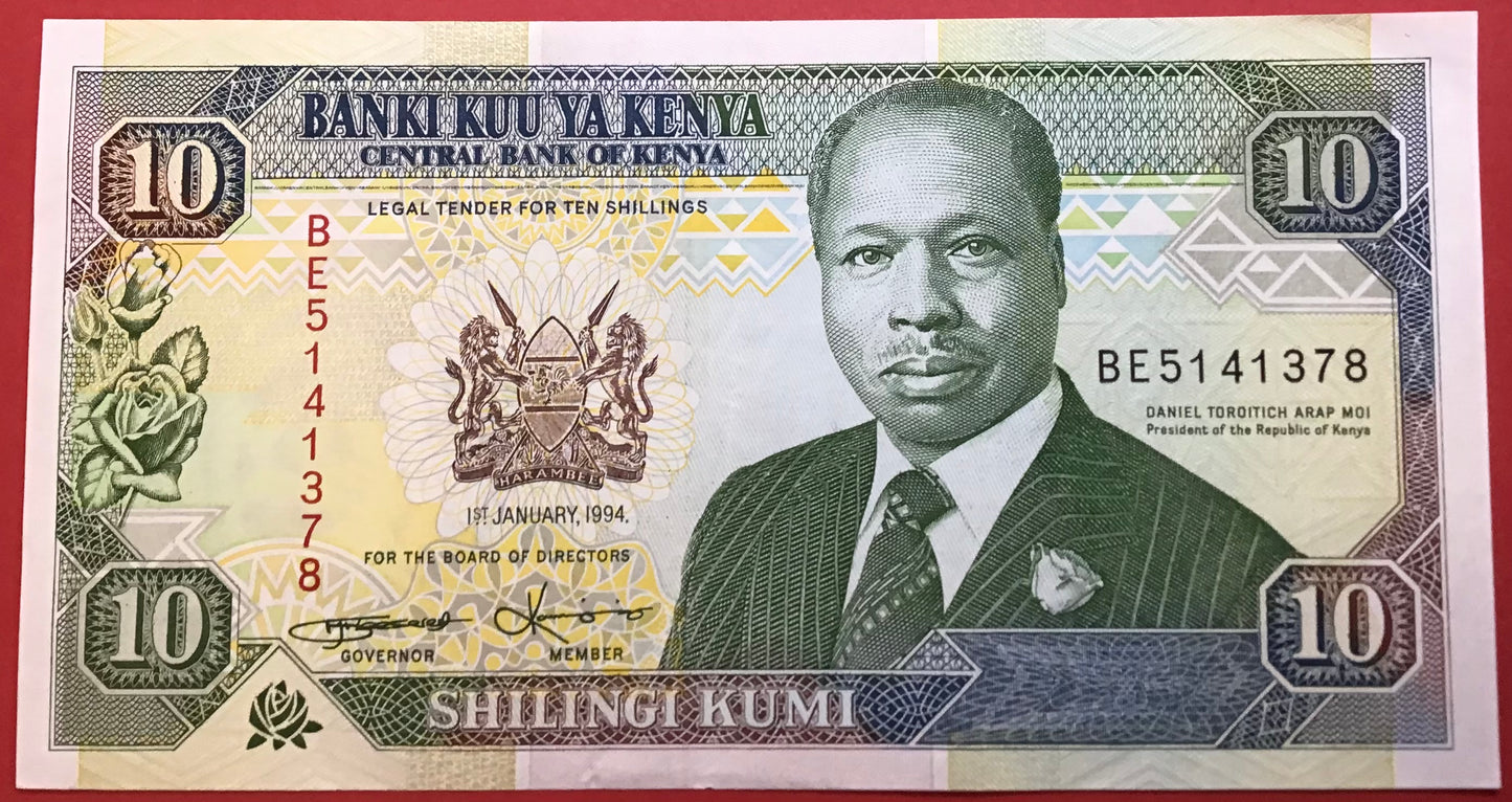 Kenya - 10 Shillings 1.1.1994 P#24f Kvalitet 01