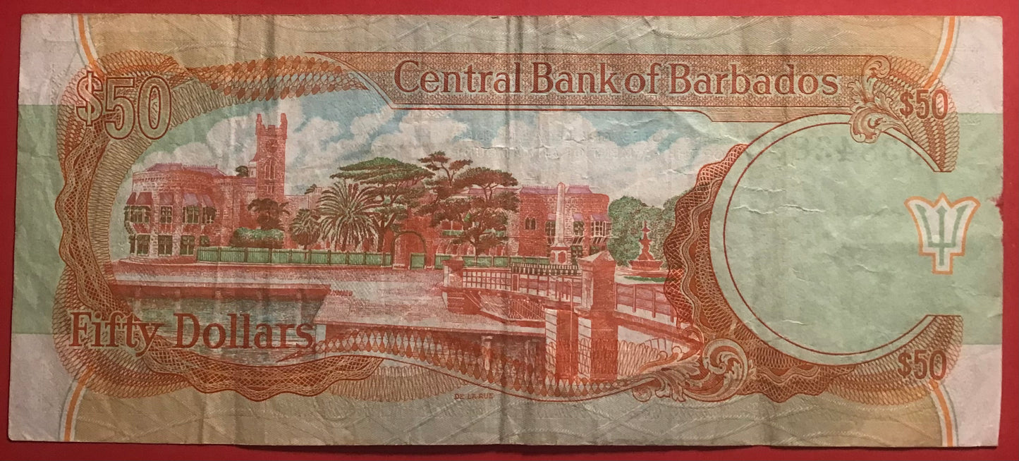 Barbados - 50 Dollars (1989) P#40a Kvalitet 1/1+