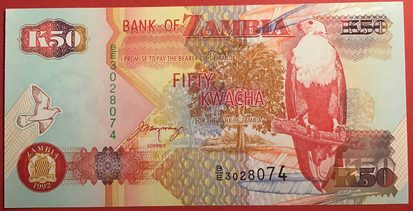 Zambia - 50 Kwacha 1992 P#37b Kvalitet 0