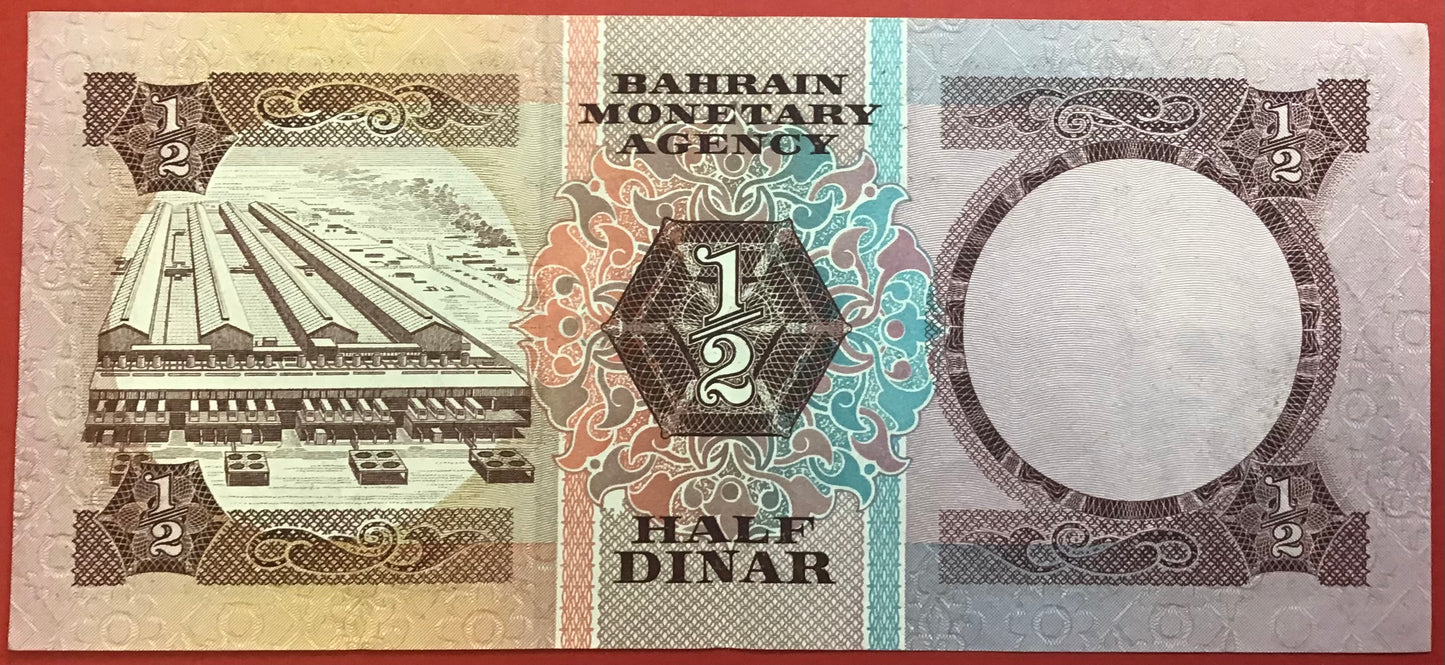 Bahrain - 1/2 Dinar (L.1973) P#7 Kvalitet 1+