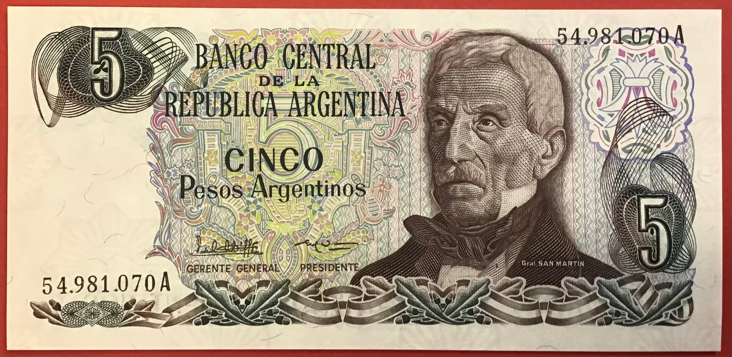 Argentina - 5 Pesos Argentinos (1983-84) P#312a Kvalitet 0