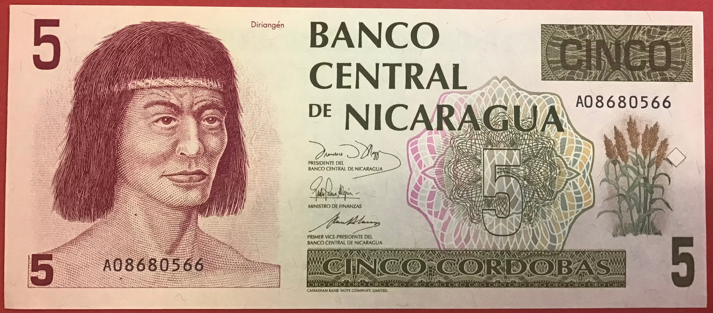 Nicaragua - 5 Córdobas (1991) P#174 Kvalitet 0