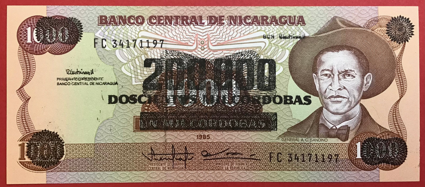 Nicaragua - 200.000 Córdobas on 1000 Córdobas (1990) P#162 Kvalitet 0