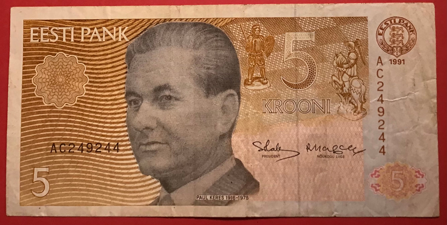 Estonia - 5 Krooni 1991 P#71a Kvalitet 1/1+