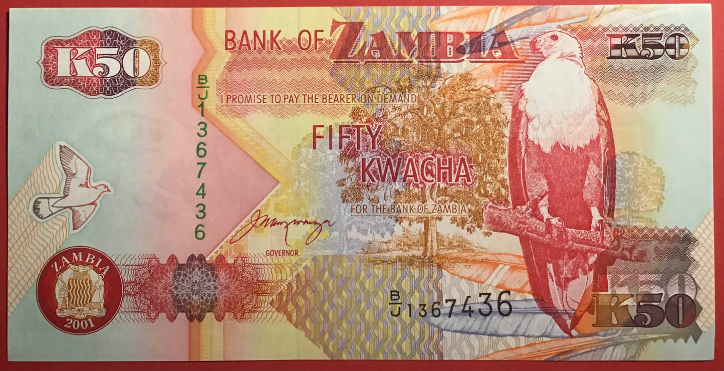 Zambia - 50 Kwacha 2001 P#37c Kvalitet 0