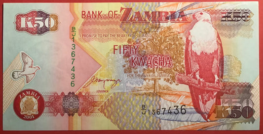 Zambia - 50 Kwacha 2001 P#37c Kvalitet 0