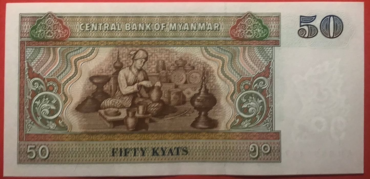 Myanmar - 50 Kyats (1994-) P#73b Kvalitet 0