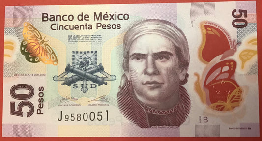 Mexico - 50 Pesos 12.6.2012 P#123Ab Kvalitet 0