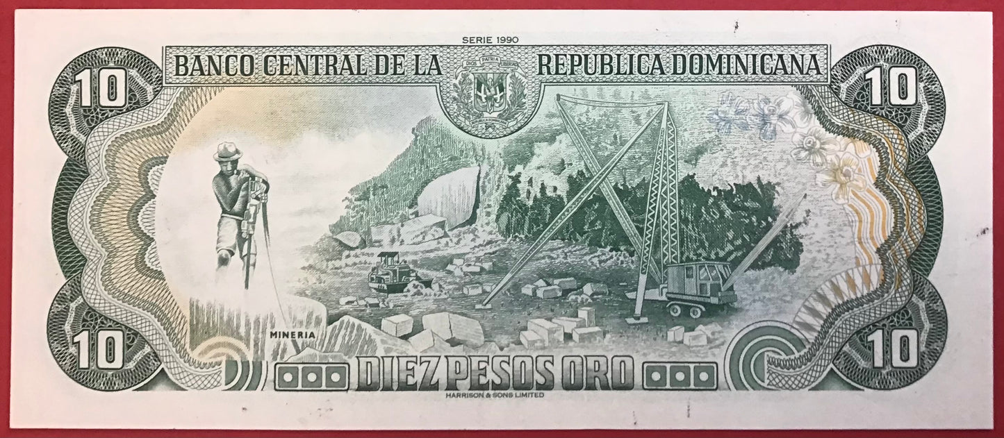 Dominican Republic - 10 Pesos Oro 1990 P#132 Kvalitet 0
