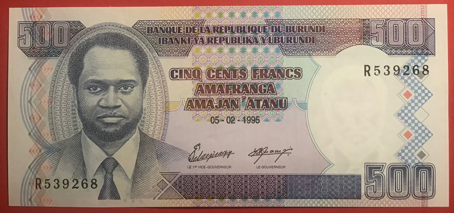 Burundi - 500 Francs 5.2.1995 P#37A Kvalitet 0