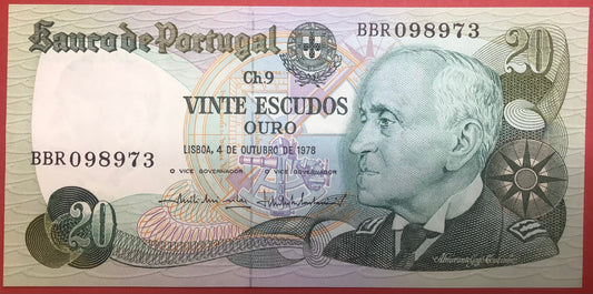Portugal - 20 Escudos 4.10.1978 P#176b Kvalitet 0