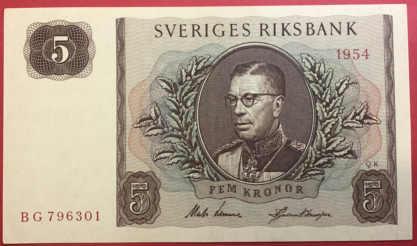 Sweden - 5 Kronor 1954 P#42a Kvalitet 01/0