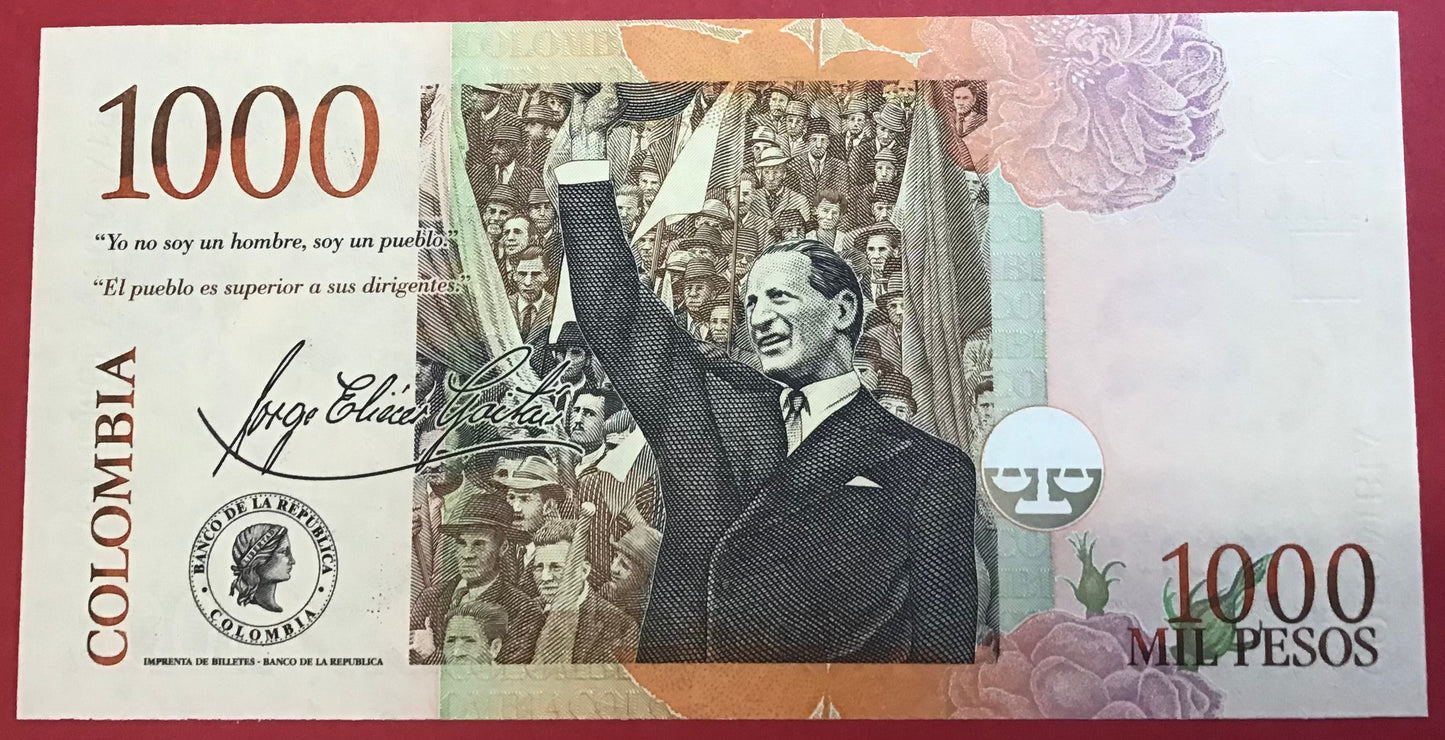 Colombia - 1000 Pesos 7.5.2002 P#450d Kvalitet 0