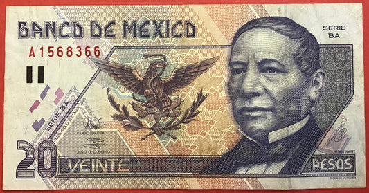 Mexico - 20 Pesos 17.3.1998 P#106c Kvalitet 1+