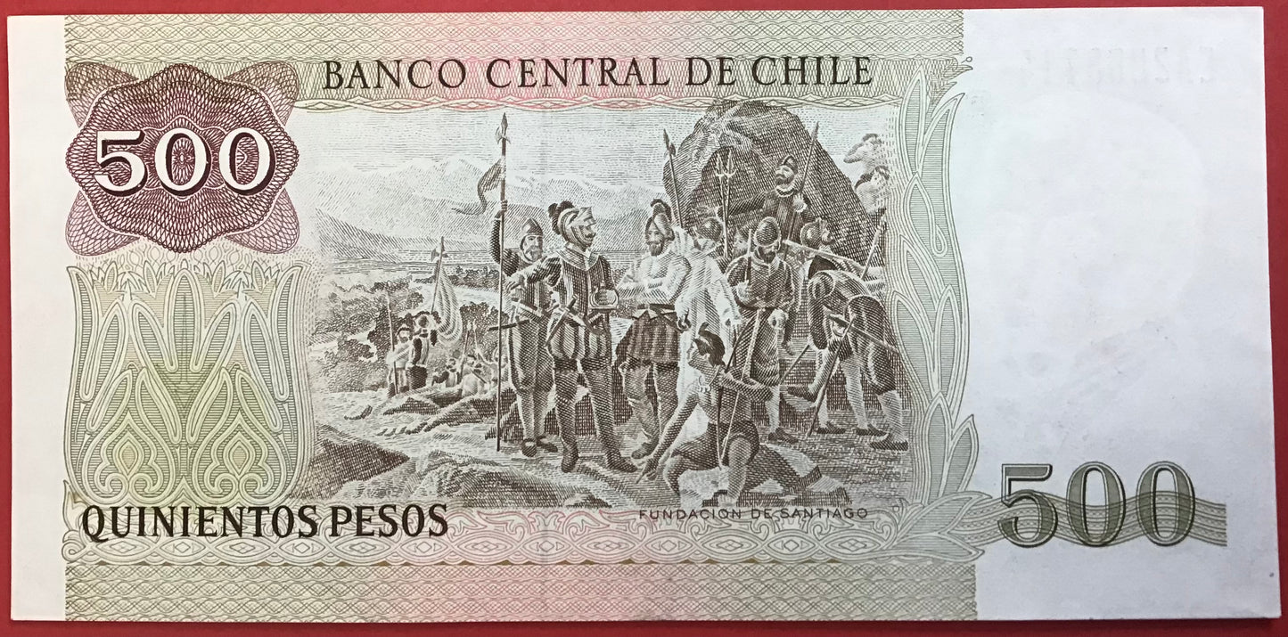 Chile - 500 Pesos 1990 P#153b Kvalitet 01