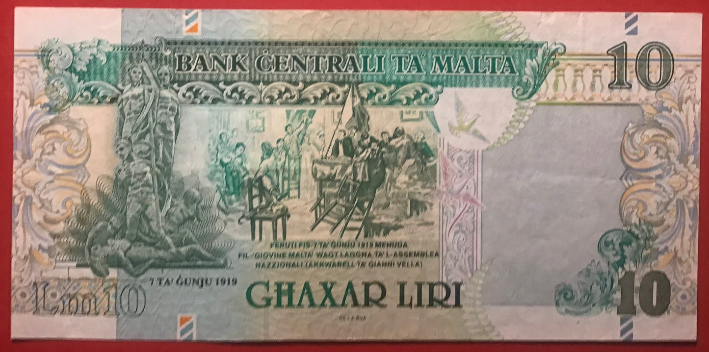 Malta - 10 Liri (1994) P#47c Kvalitet 1+