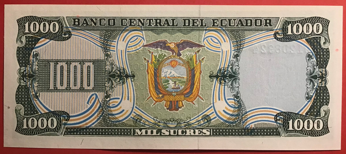 Ecuador - 1000 Sucres 29.9.1986 P#125a Kvalitet 0