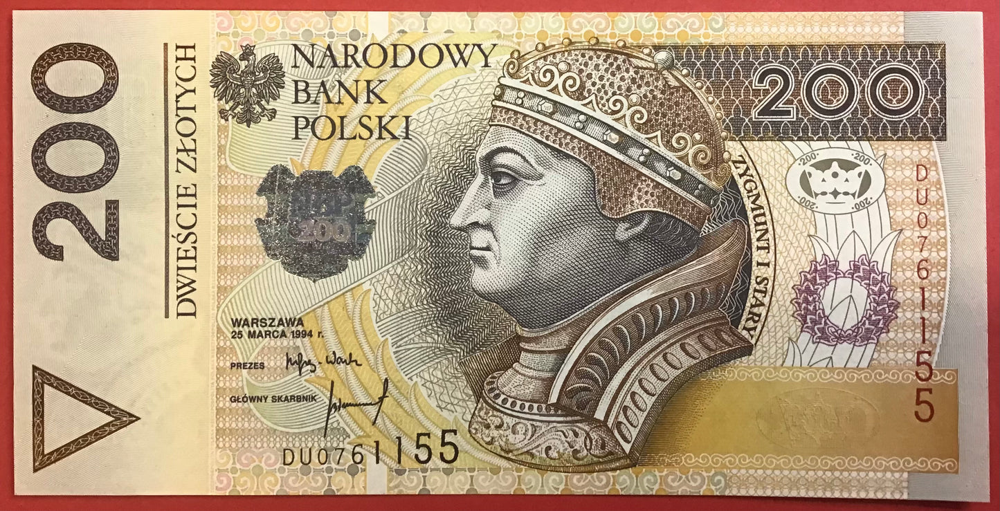 Poland - 200 Zlotych 25.3.1994 P#177a Kvalitet 0