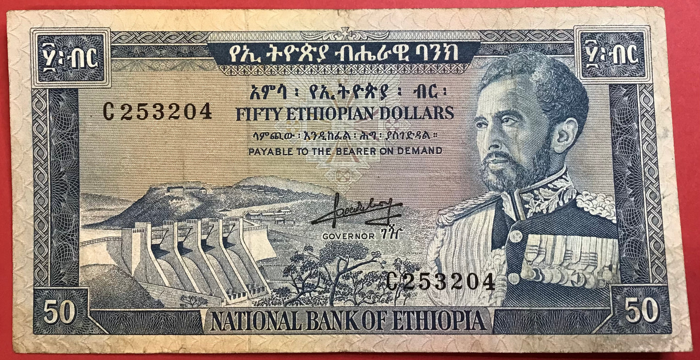 Ethiopia - 50 Ethiopian Dollars (1966) P#28a Kvalitet 1+