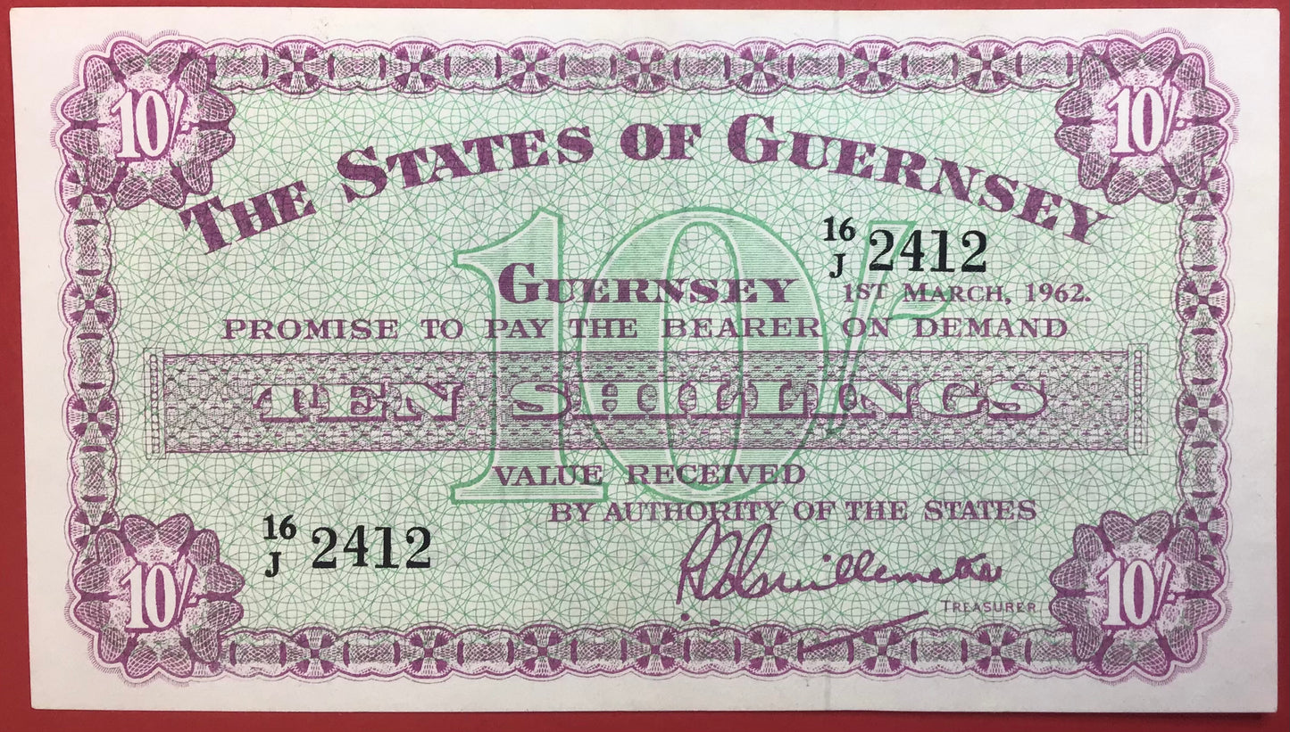 Guernsey - 10 Shillings 1.3.1962 P#42b Kvalitet 01