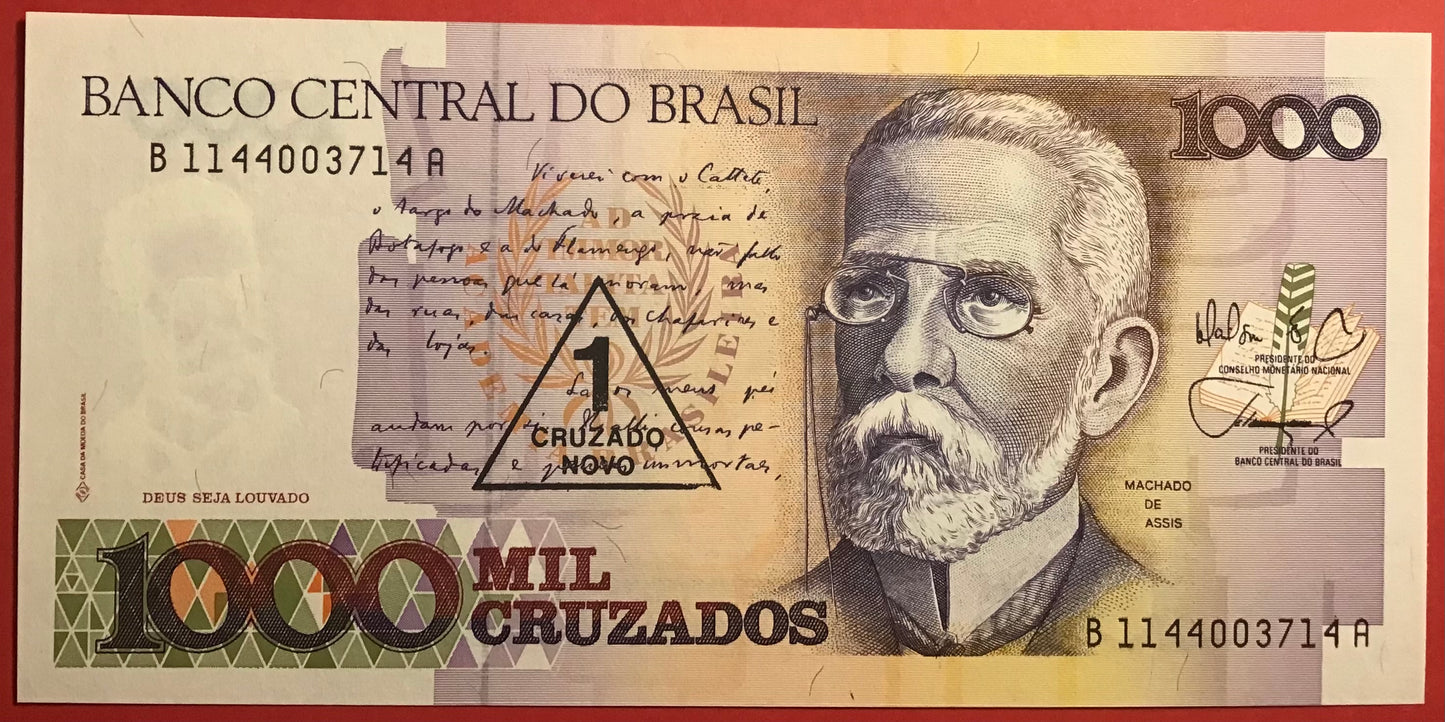 Brazil - 1 Cruzado Novo on 1000 Cruzados 1989 P#216b Kvalitet 0